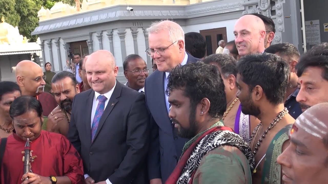 PM Scott Morrison visits Shri Shiva Vishnu